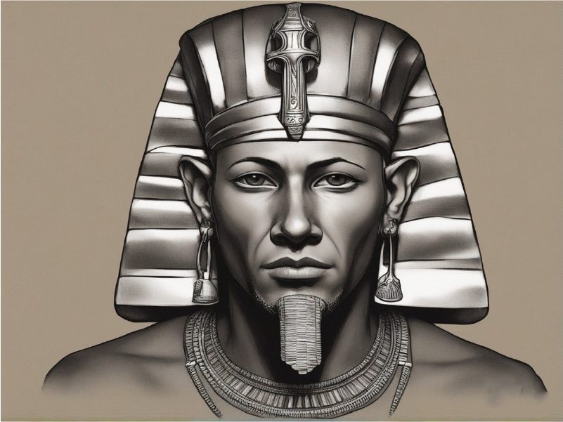 A statue of an Egyptian pharaoh wearing a fake beard